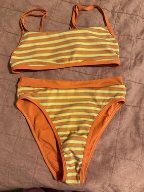 L space bikini set tangerine strips